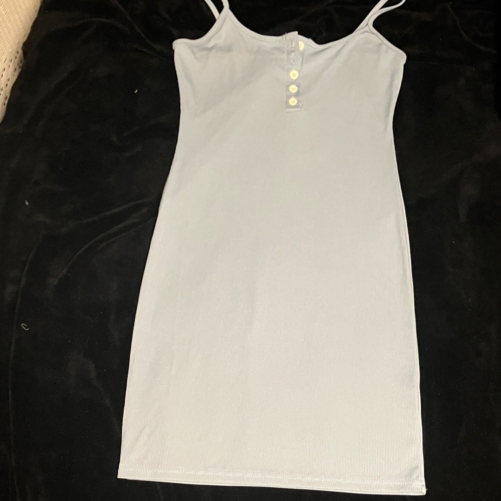 Light blue bodycon spaghetti strap 5 button